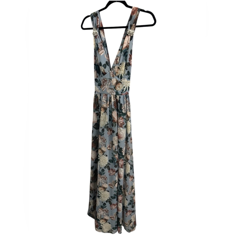 NWT Sachin & Babi Size 8 Embellished Kenzia Floral Blue Gown - Picture 12 of 15